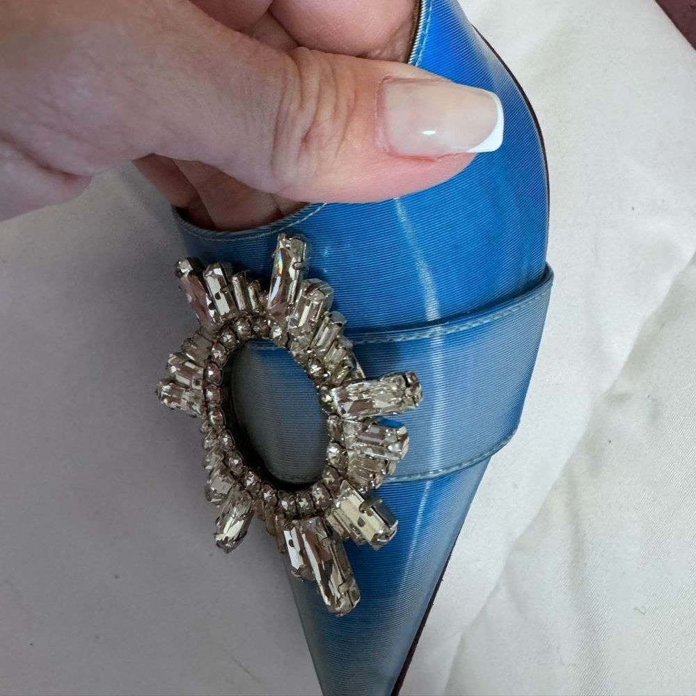 AMINA MUADDI
Begum Leather Mule Pumps Blue Like New worn once in a carpet. - Picture 10 of 12